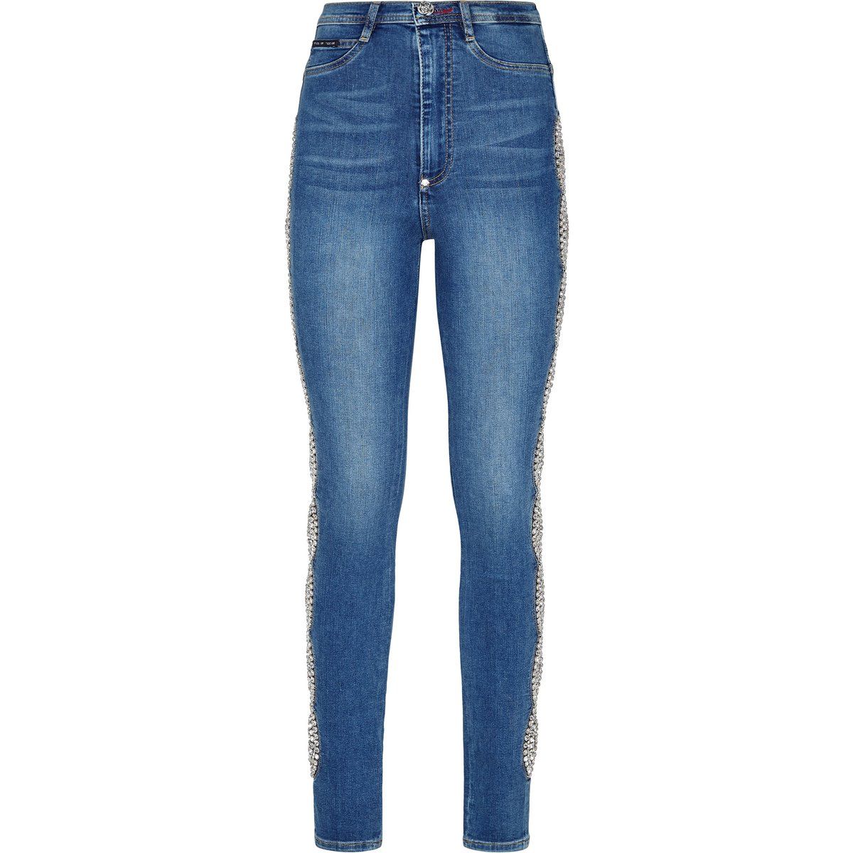 High-Rise Jeggings mit Strass-Details