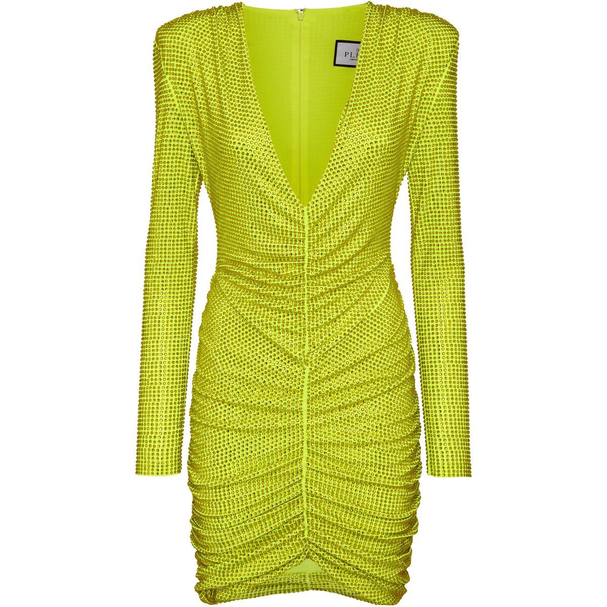 Schmucksteinbesetztes gerafftes Minikleid