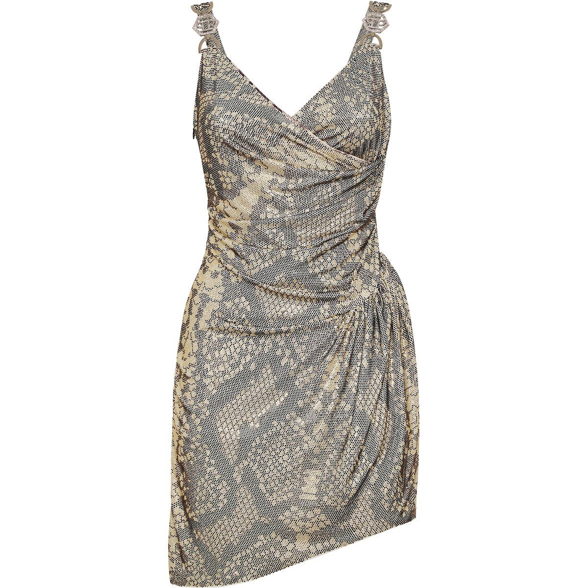 Drapiertes Minikleid mit Python-Muster