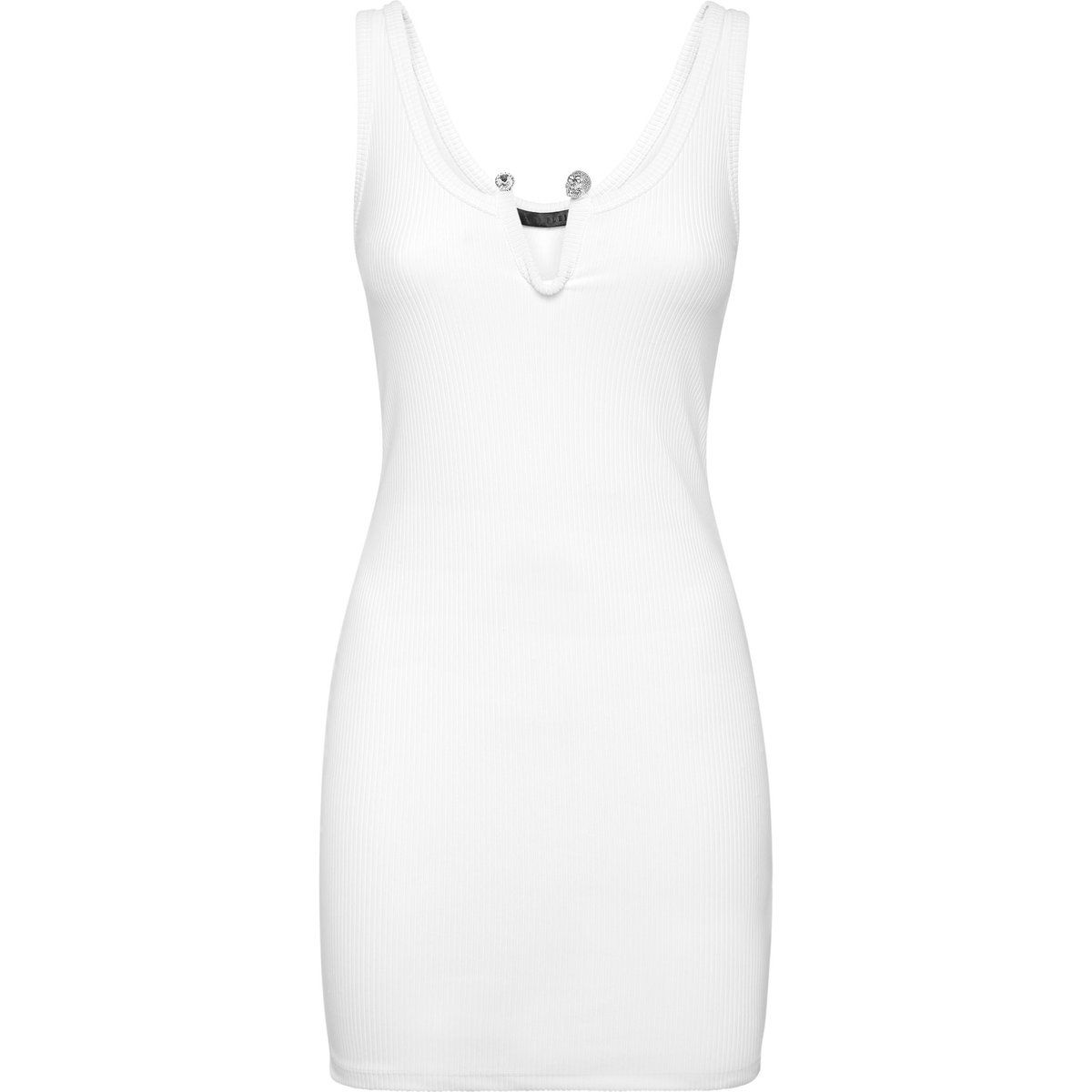 Rippstrick-Minikleid mit Schmuckelementen