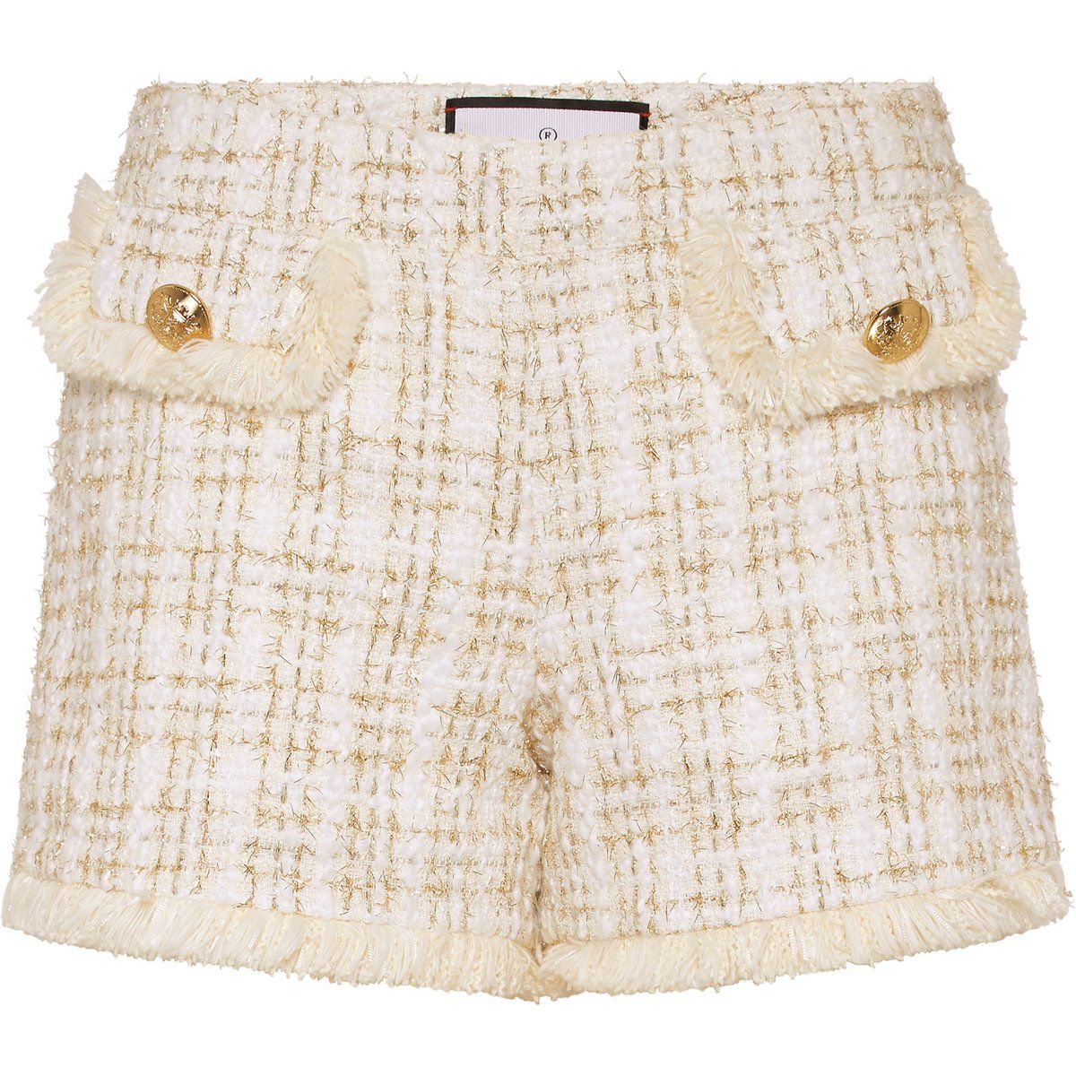 Lurex-Tweed-Shorts mit Juwelenknöpfen