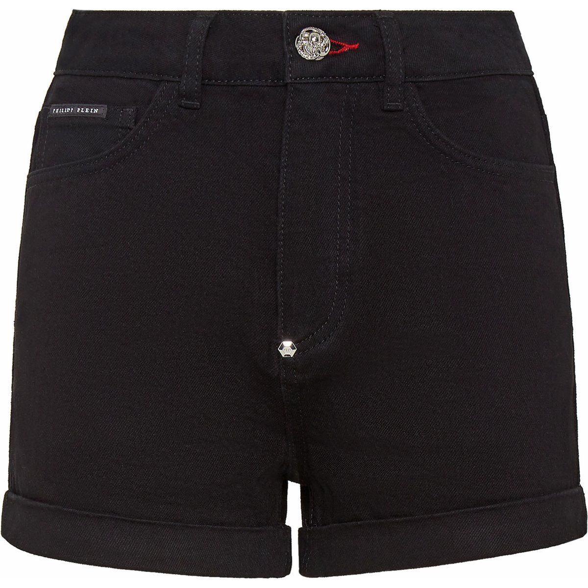 High-Waist Denim-Shorts mit Umschlag