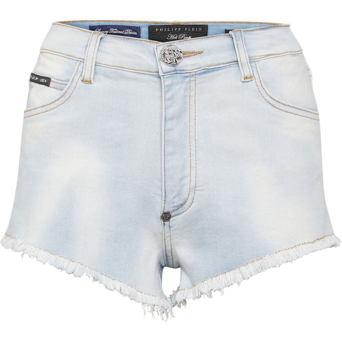 Fransige Stone-Washed Denim Hotpants
