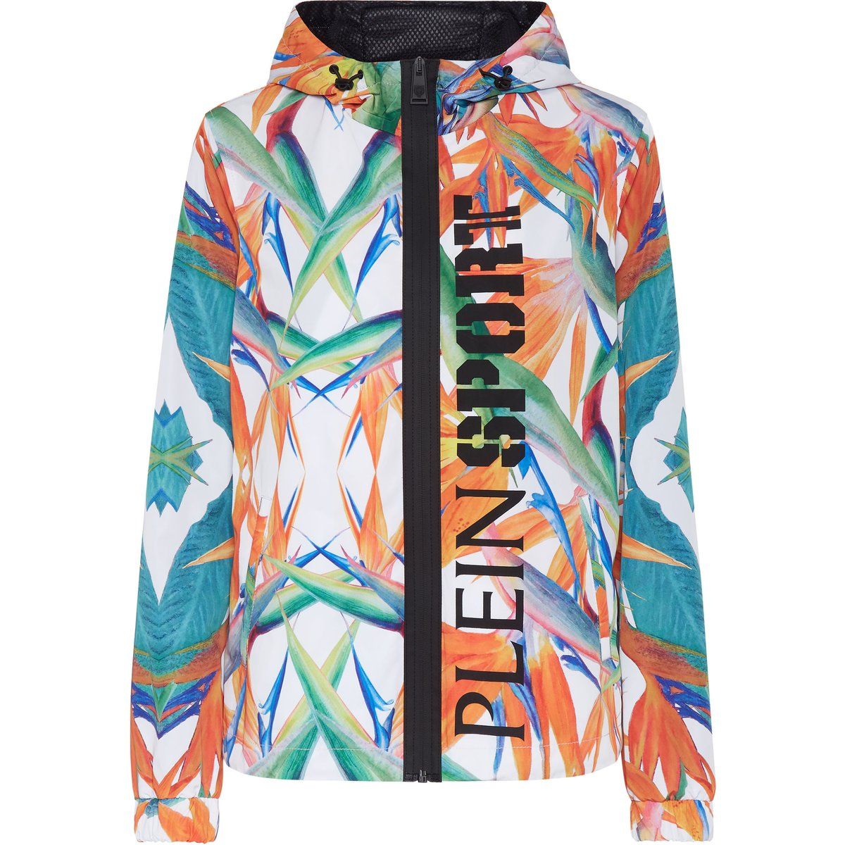 Windjacke mit Blumenmuster und Logo