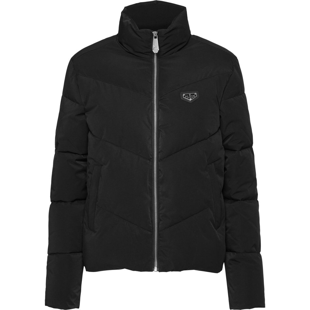 Pufferjacke mit Chevron-Steppung und Reißverschluss