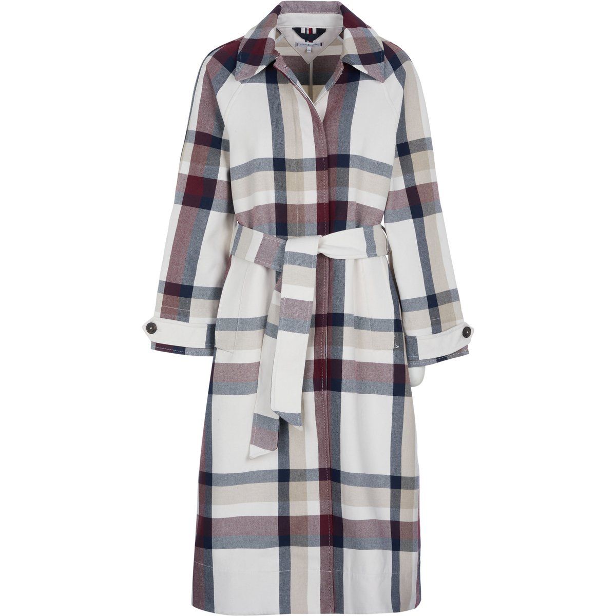 Karo-Trenchcoat aus Baumwollmix