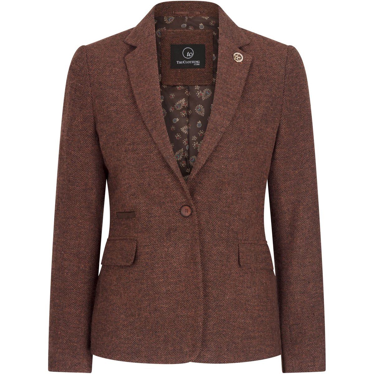 Taillierter Tweed-Blazer mit Fischgrätenmuster