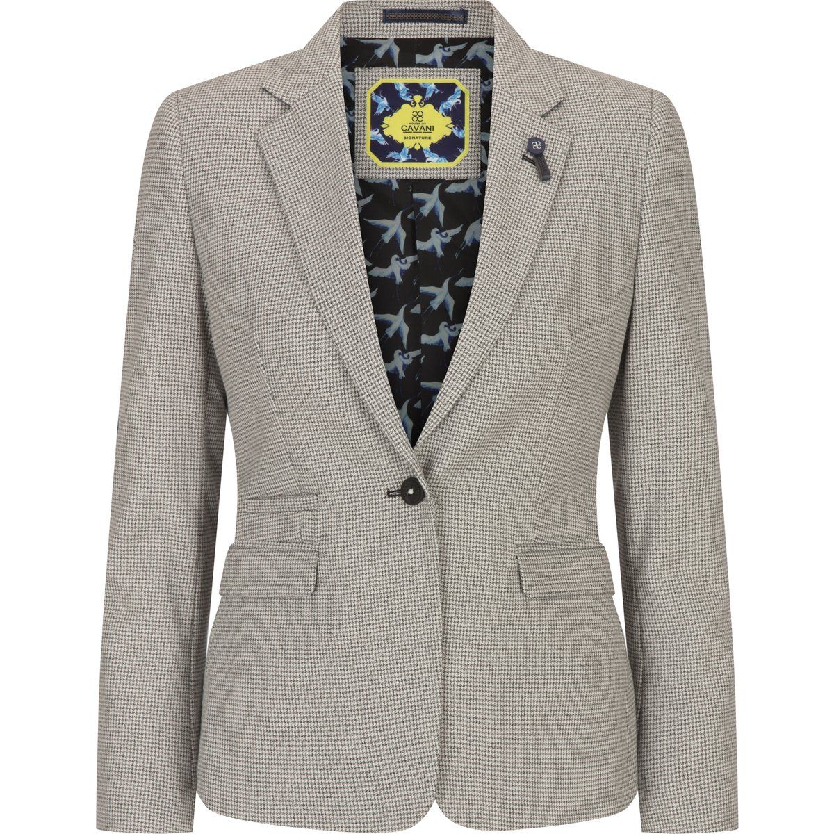 Taillierter Hahnentritt-Blazer mit Kontrasten