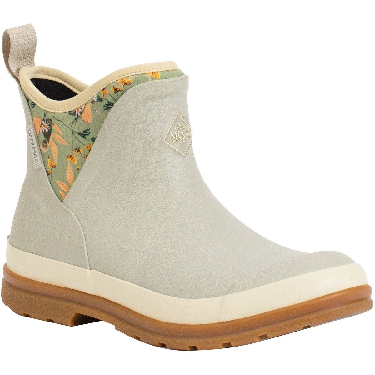 Gummistiefelette mit Blumenbesatz