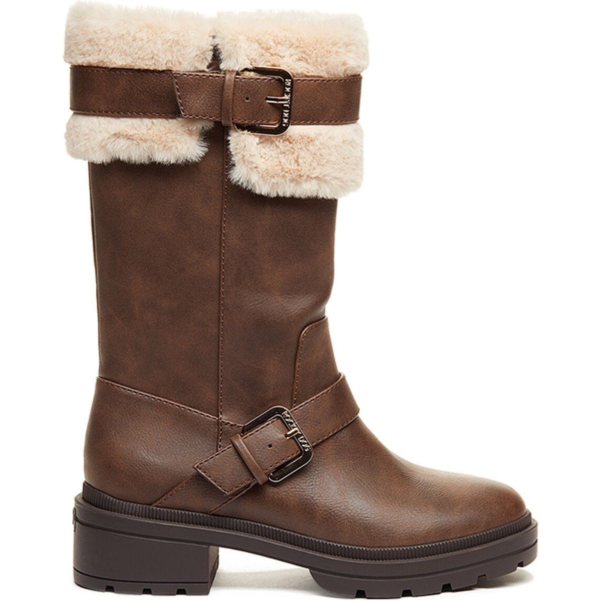 Kniehohe Stiefel mit Kunstfell-Besatz