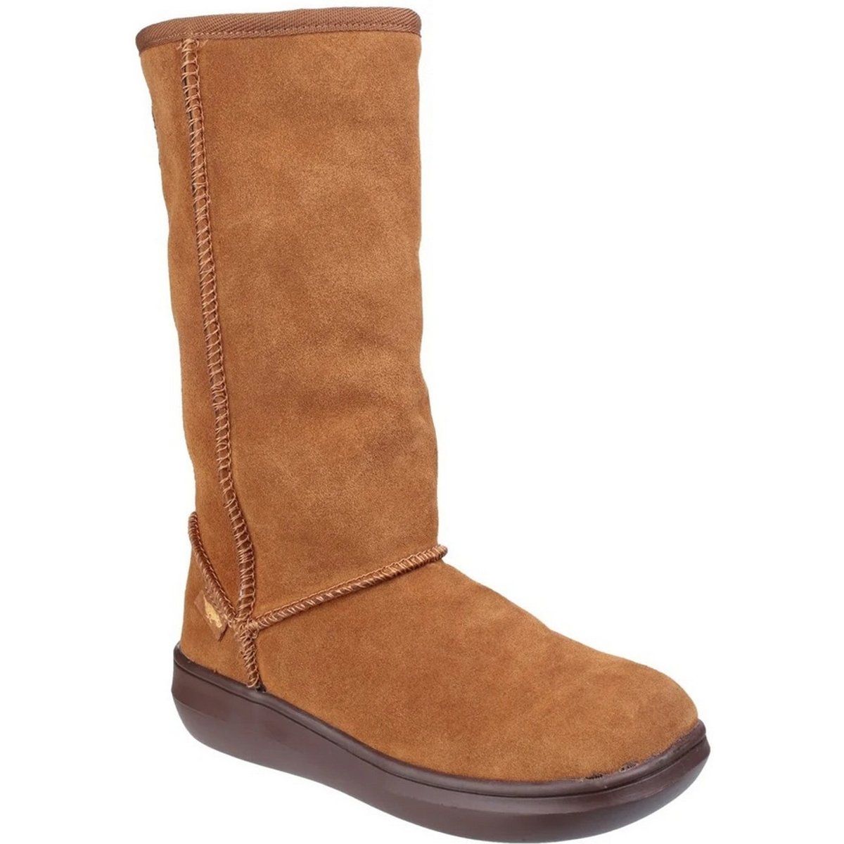 Mittelhohe Wildlederstiefel mit Plateausohle