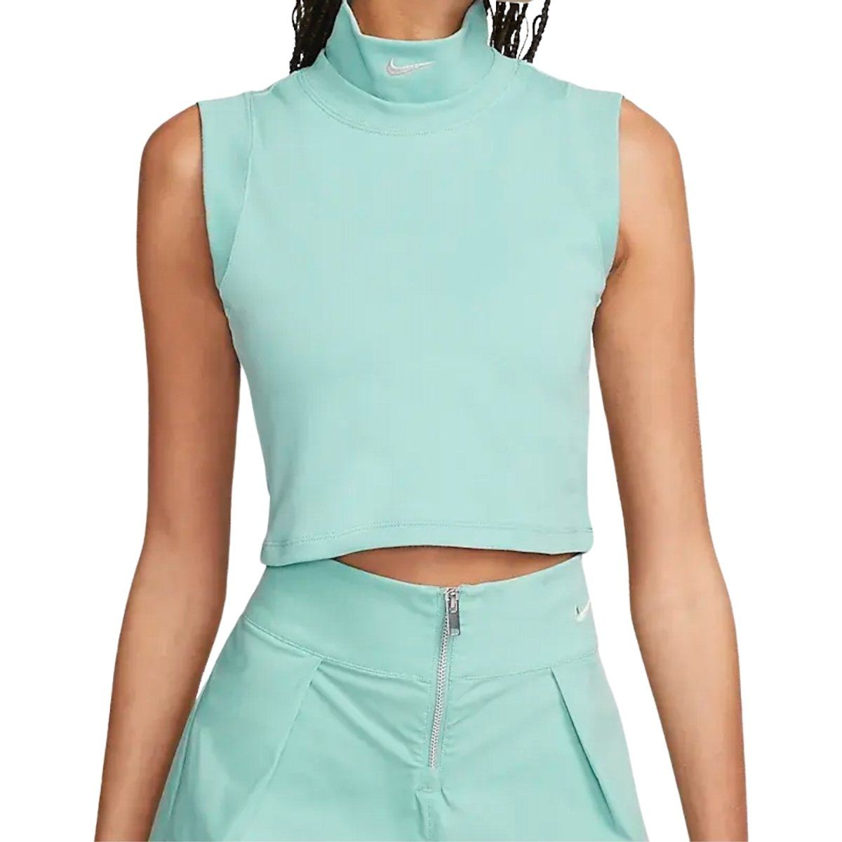 Ärmelloses Crop-Top mit Stehkragen