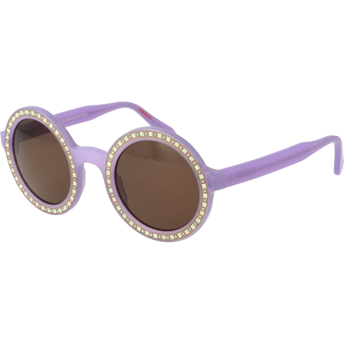 Glitzernde runde Acetat-Sonnenbrille