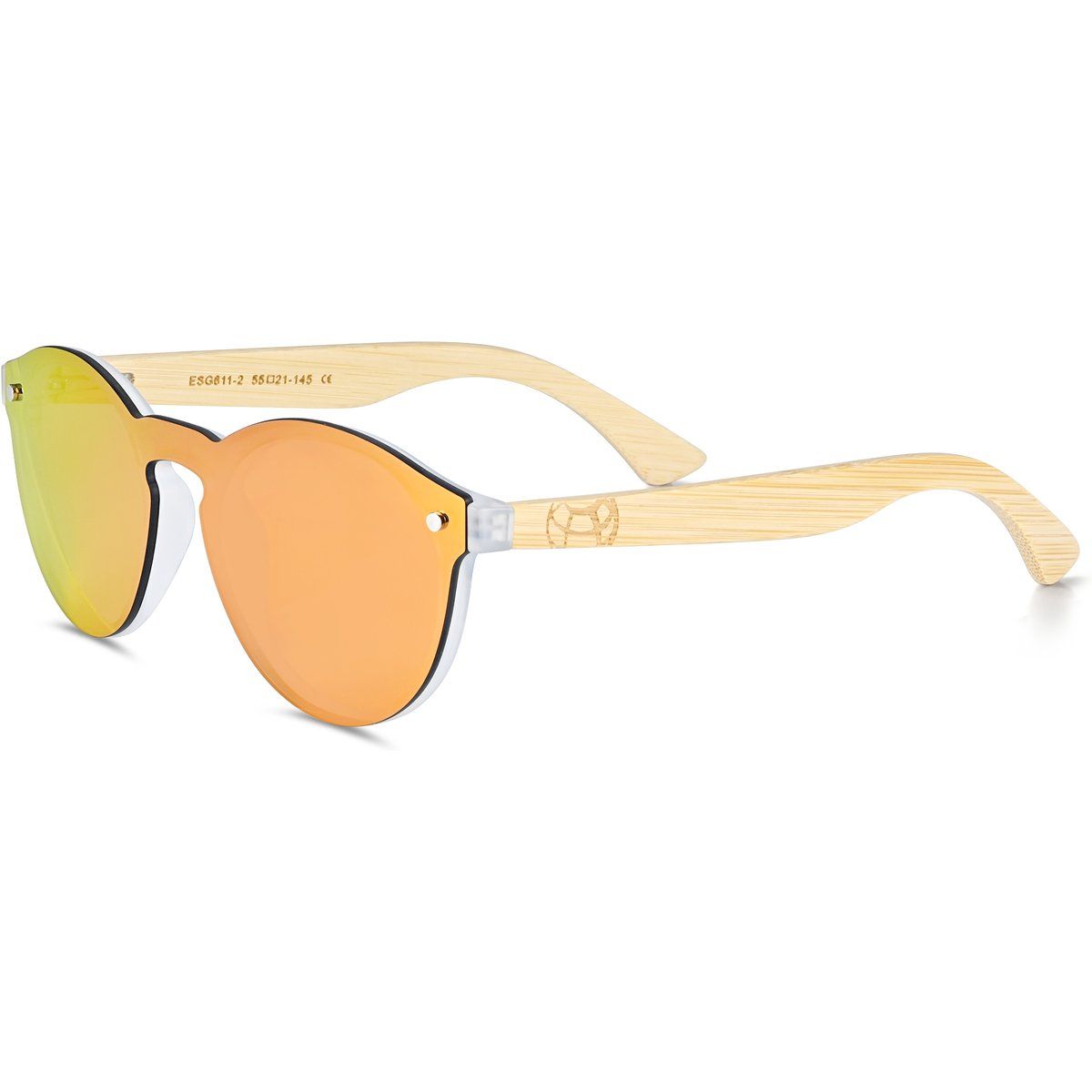 Randlose polarisierte Sonnenbrille mit Bambusbügeln
