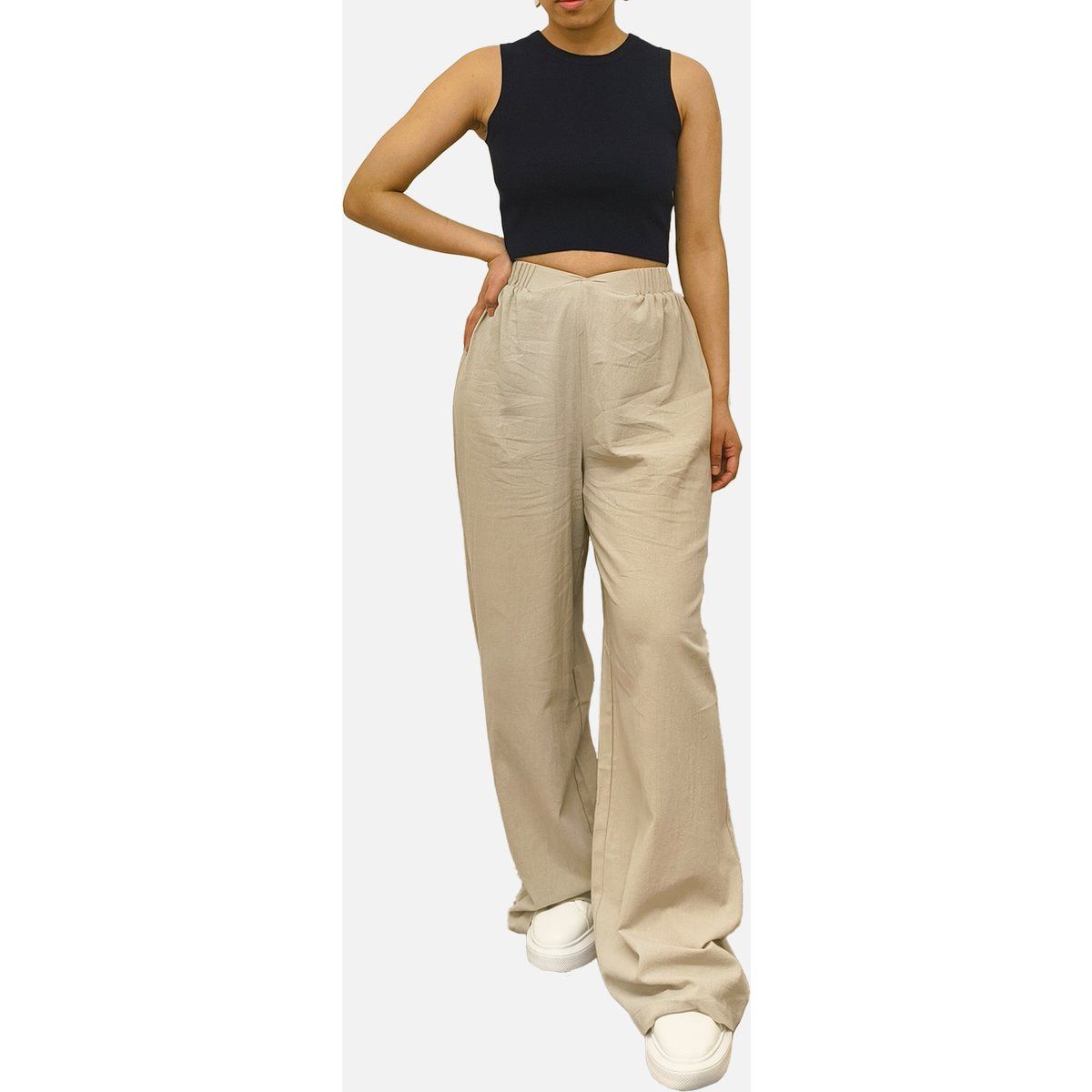 Wide-Leg-Hose mit Wickelbund-Detail