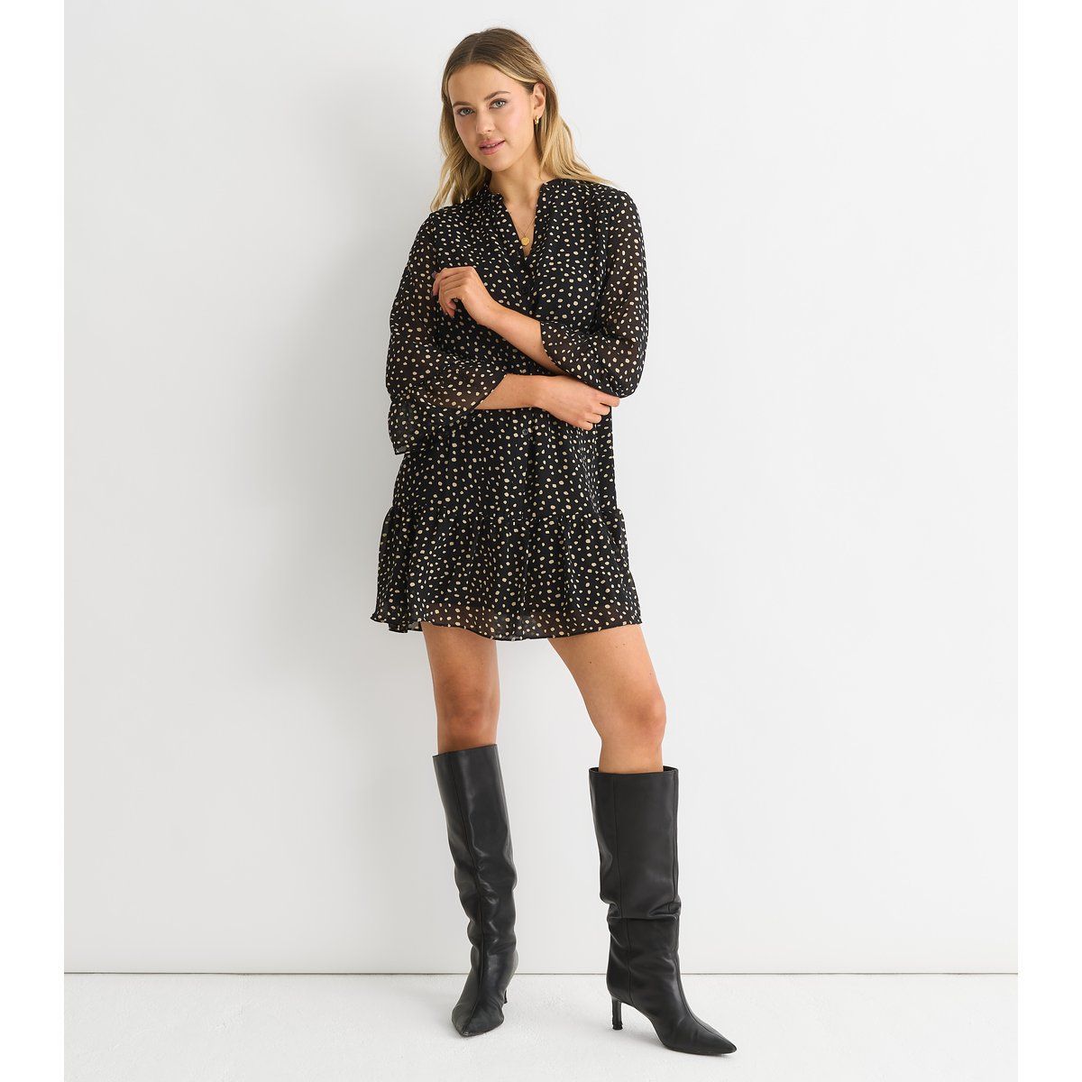 Hemdblusen-Minikleid mit Tiermuster