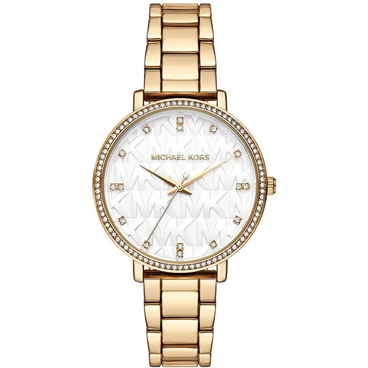 Elegante Uhr mit Kristall-Lünette und Monogramm