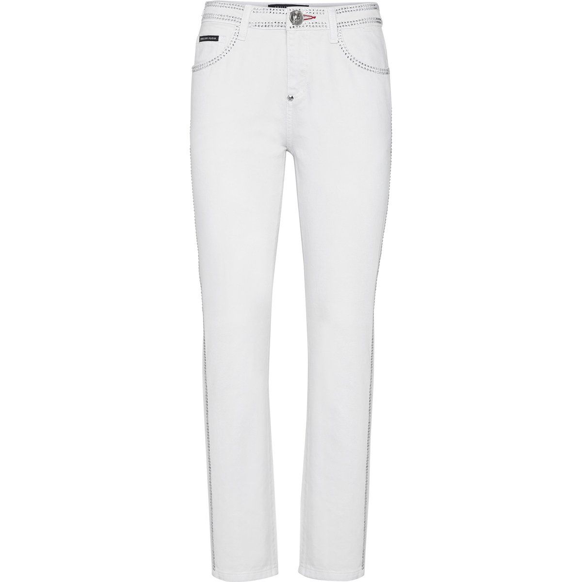 Boyfriend-Jeans mit Strassbesatz