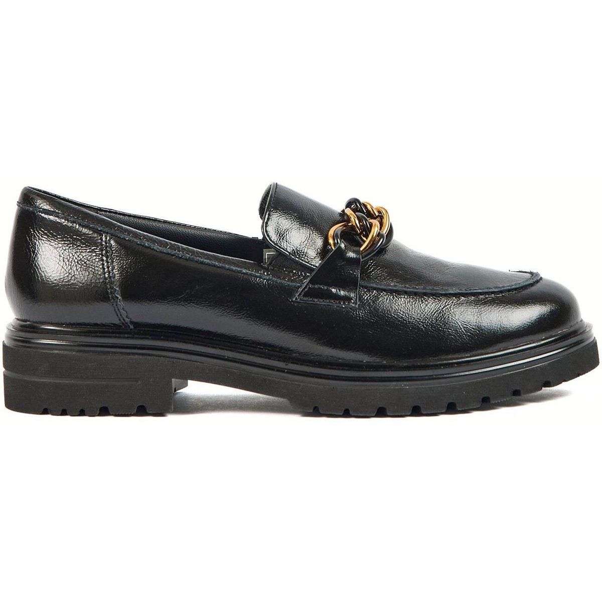 Chunky Leder-Loafer mit Kette