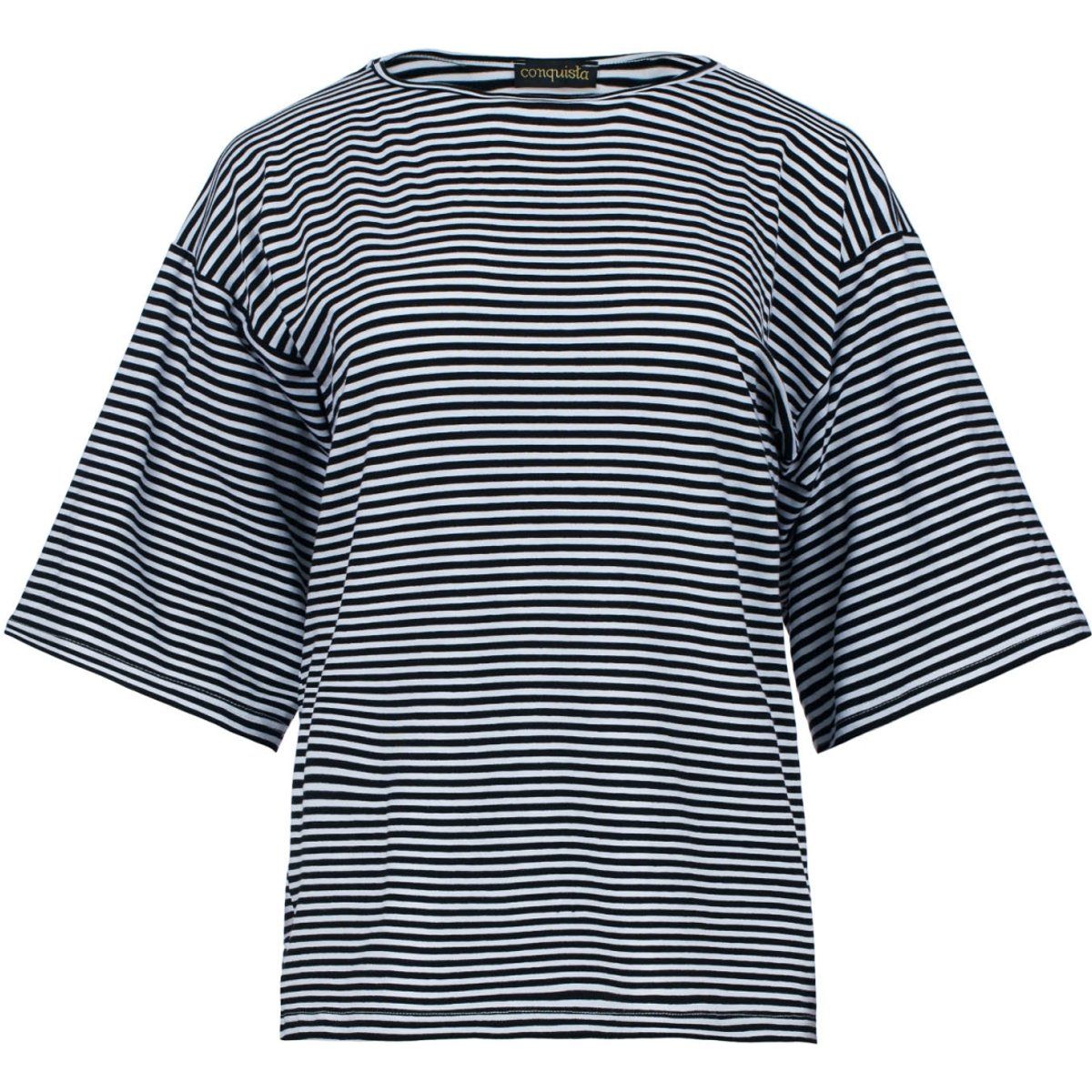 Gestreiftes Oversized-Top mit U-Boot-Ausschnitt