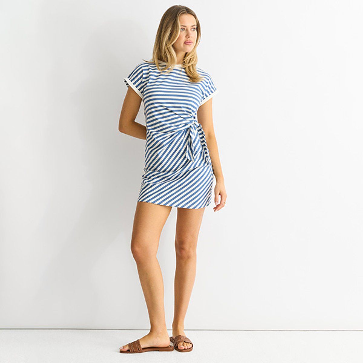 Gestreiftes Jersey-Mini mit Seitenknoten
