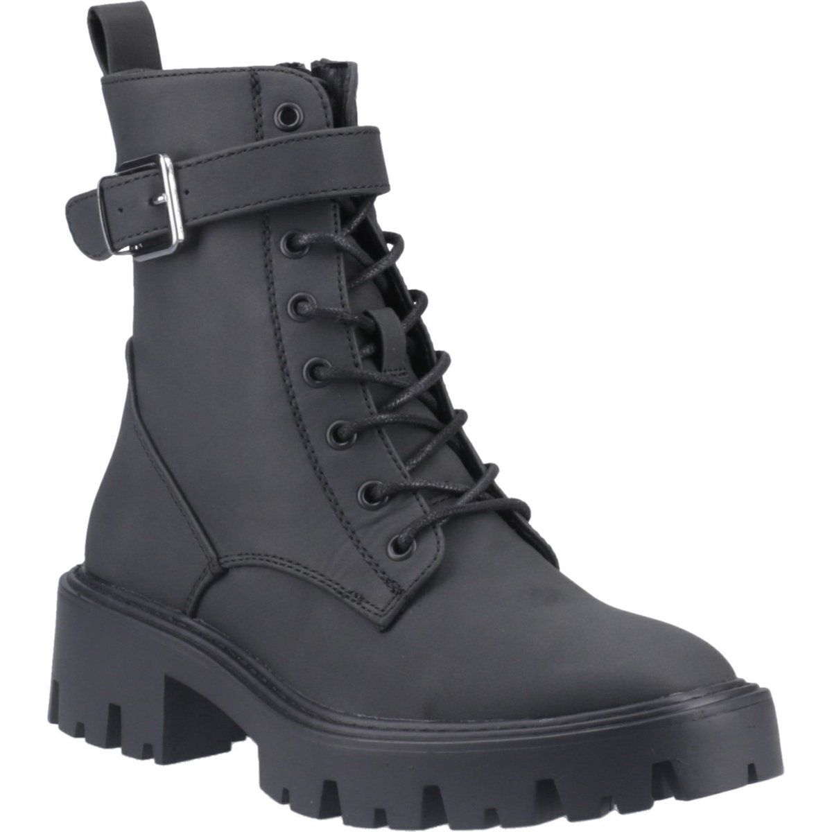 Klobige Schnürstiefeletten mit Schnallendetail
