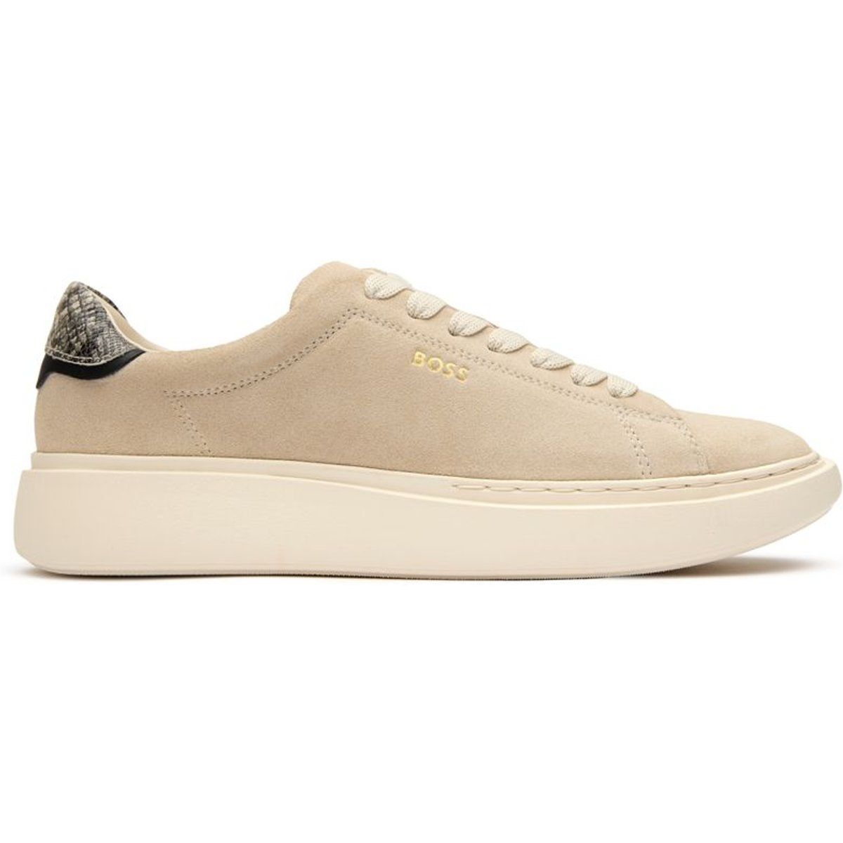 Suede Plateau-Sneaker mit Schlangen-Akzent