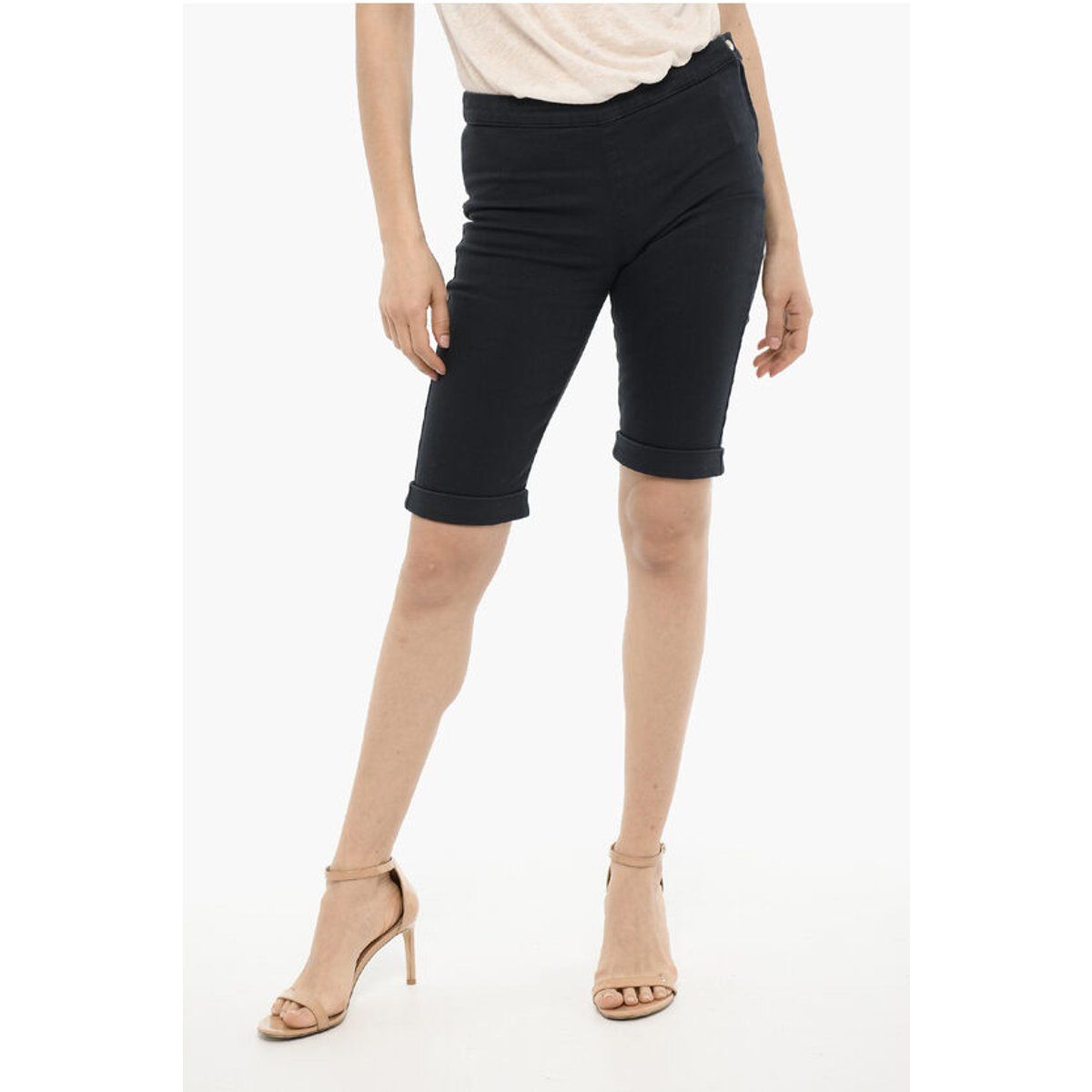 High-Waisted Bermudashorts mit Umschlag