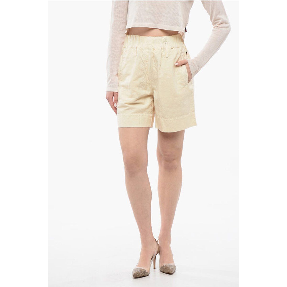 Leinen-Mix-Shorts mit elastischem Bund