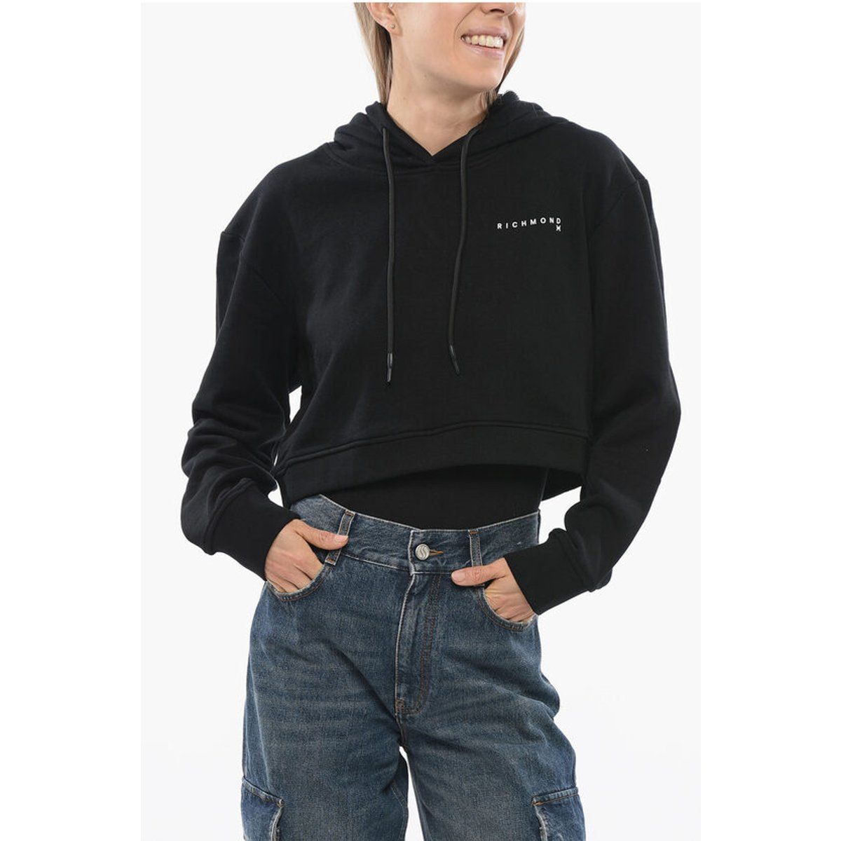 Kurzes Kapuzensweatshirt mit Logo