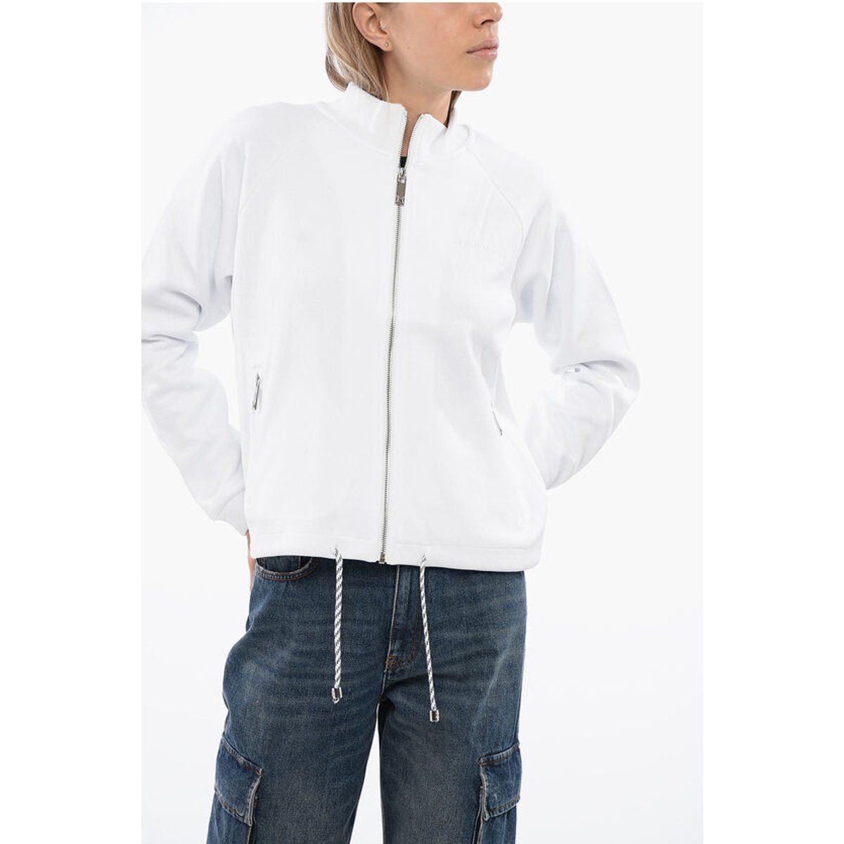 Zip-Sweatshirt mit verstellbarem Kordelzug