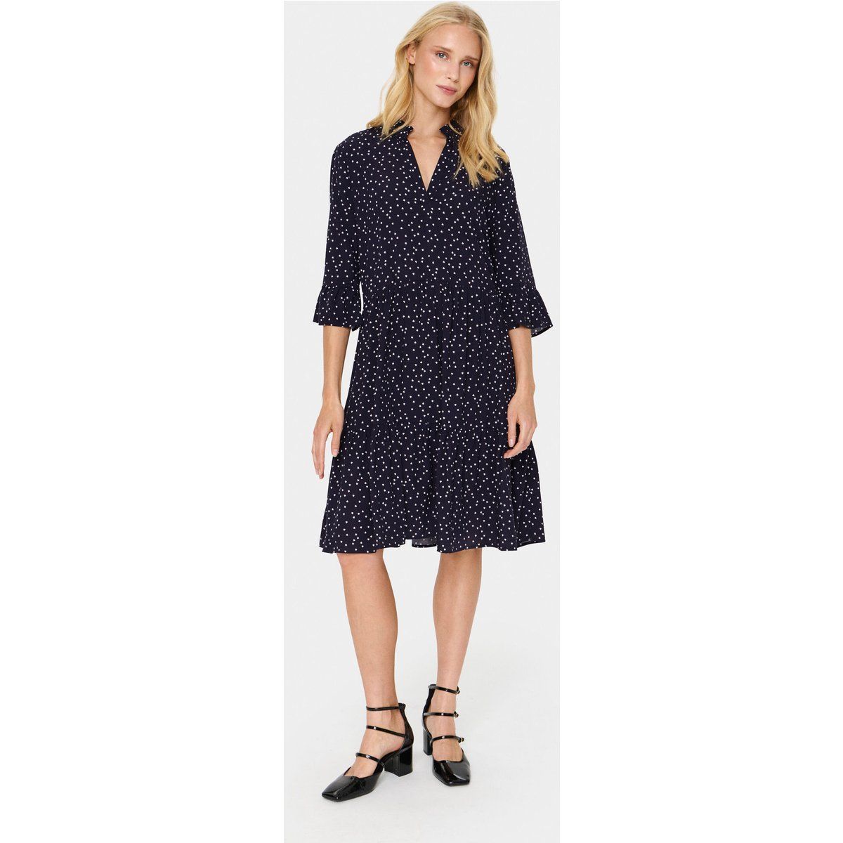 Gestuftes Midikleid mit Herzprint