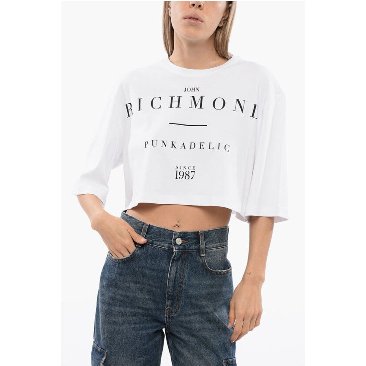Kurzes Oversized-Oberteil mit Grafikprint