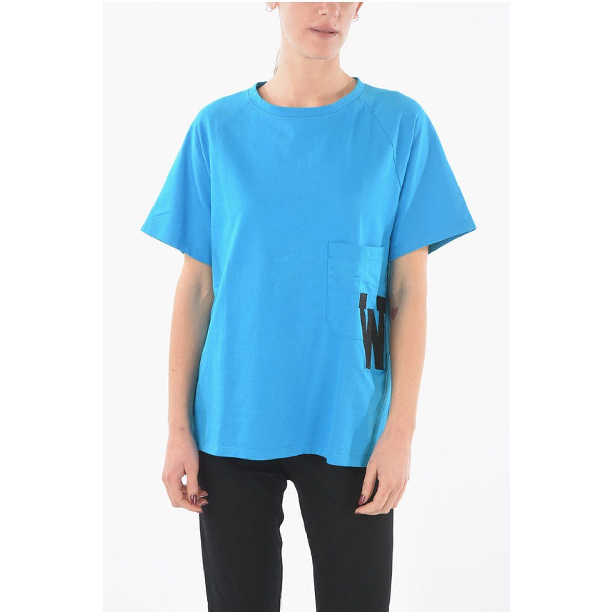 Oversized T-Shirt mit Monogramm-Tasche