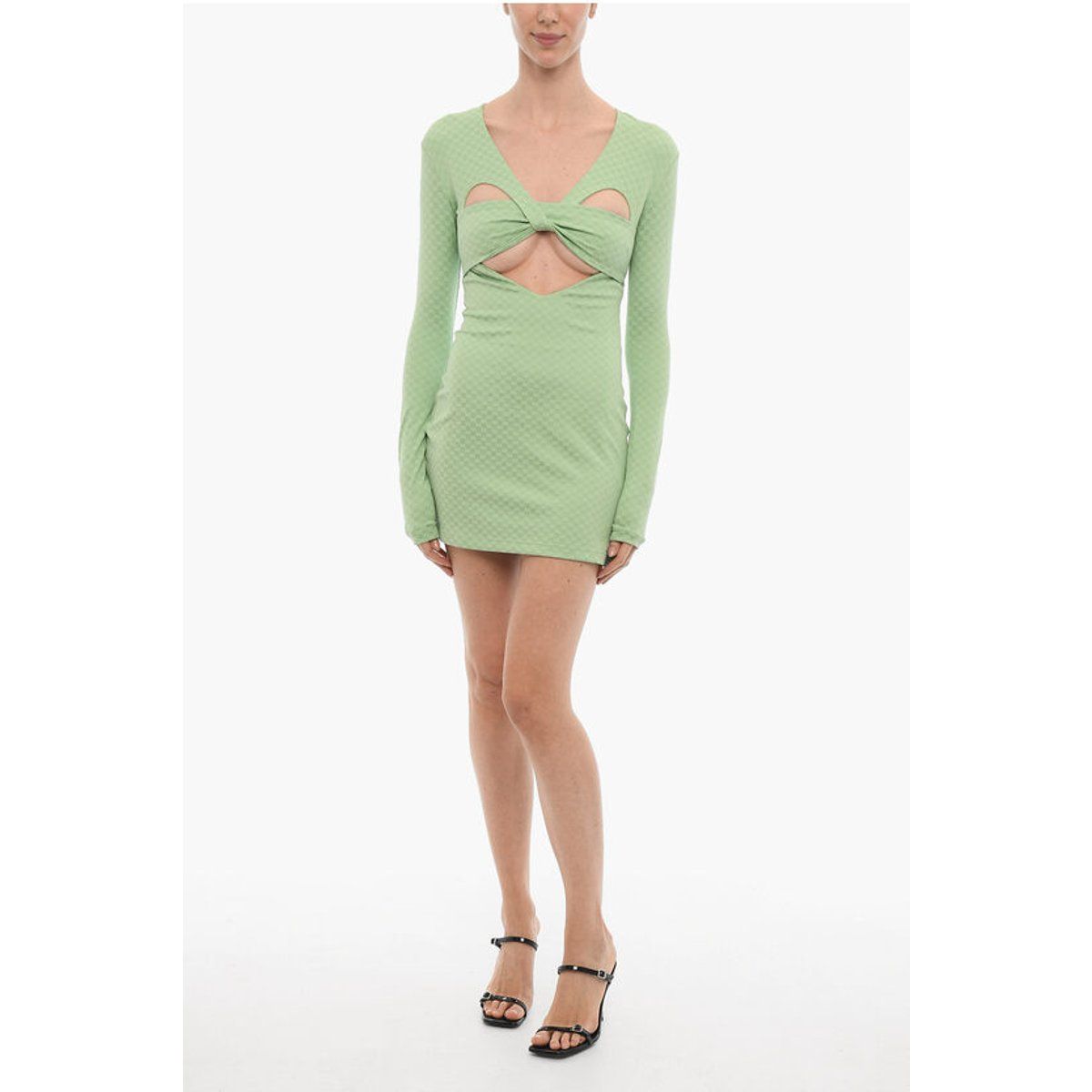 Langärmliges Mini-Cut-Out-Kleid mit Knotendetail