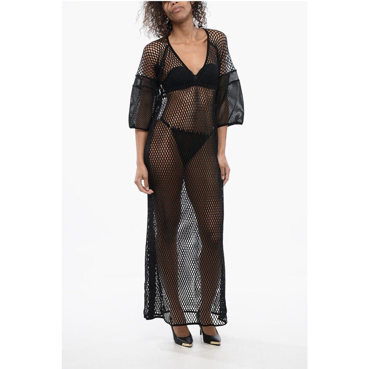 Transparenter Netz-Maxi-Kaftan