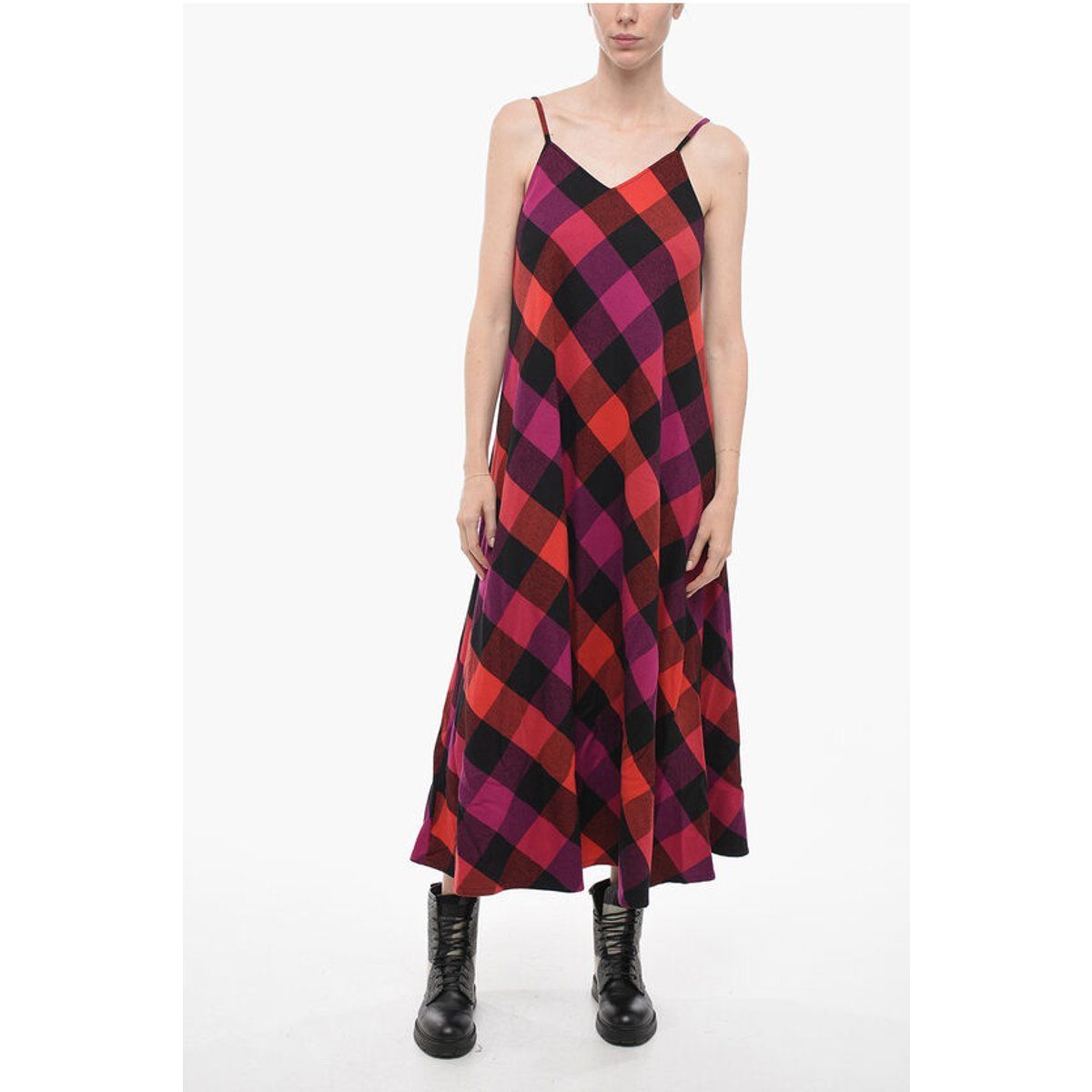 Oversize Maxi-Sliperkleid mit Karomuster