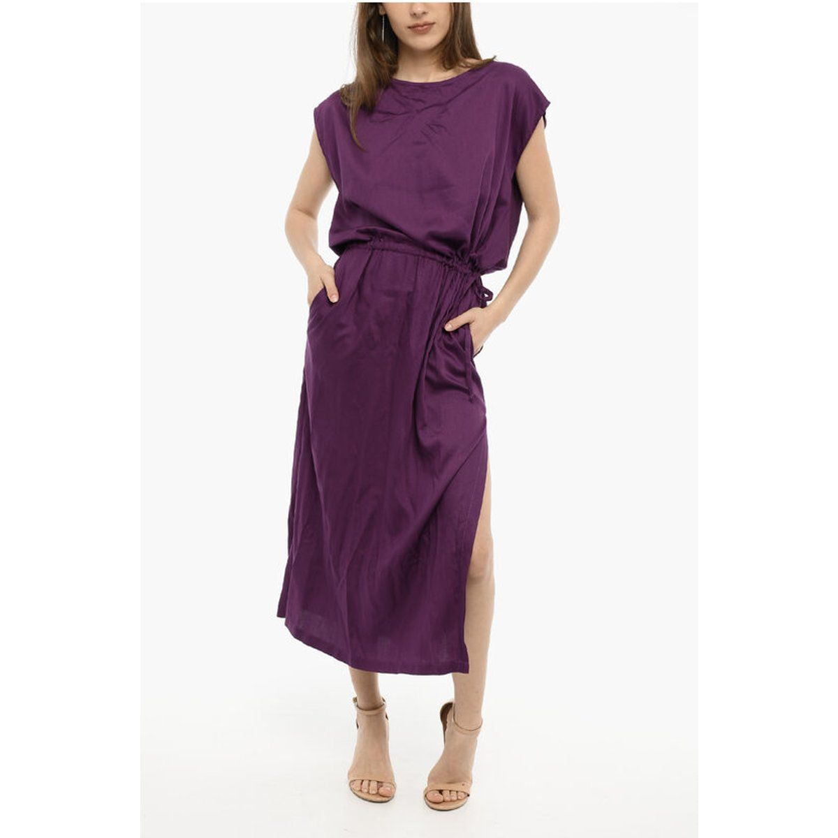 Lässiges Twill-Maxikleid mit Seitenschlitz