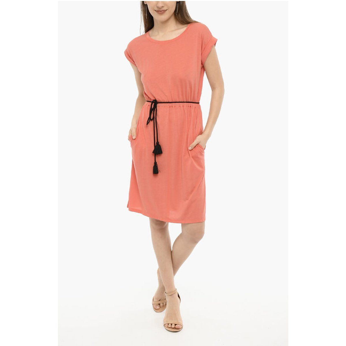 Kurzärmeliges T-Shirt-Kleid mit Gürtel