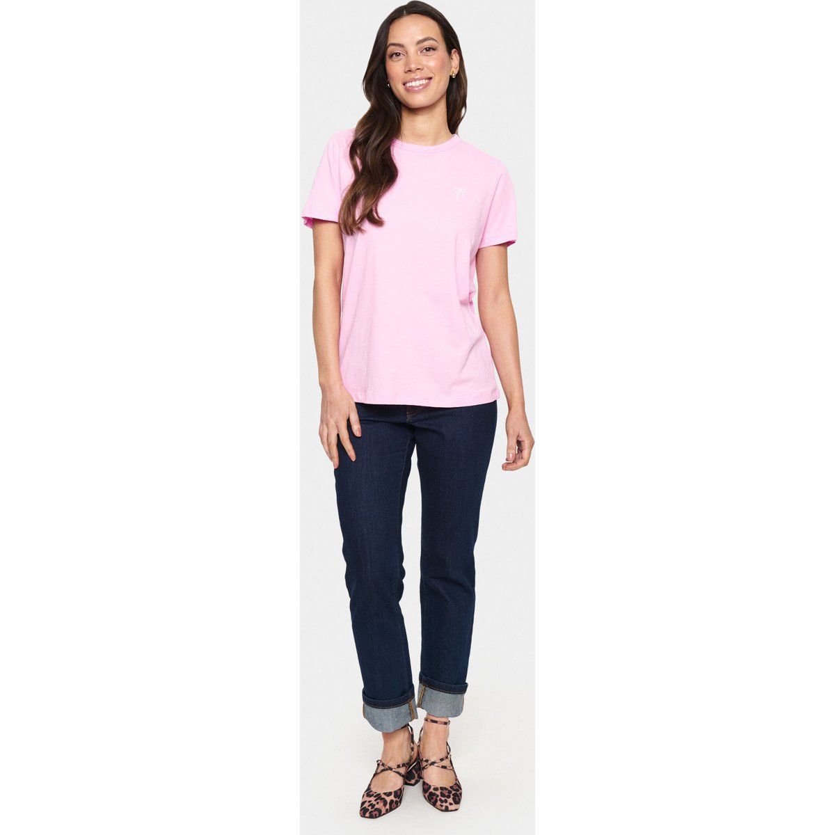 Klassisches Baumwoll-T-Shirt mit geradem Schnitt