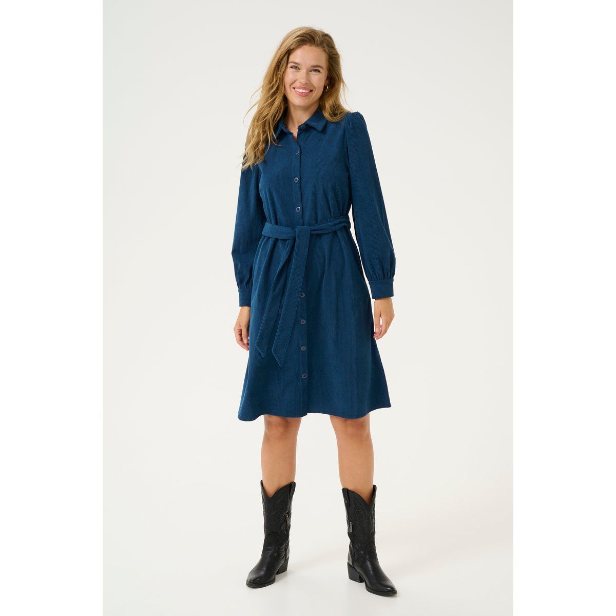 Cord-Hemdkleid in A-Linie