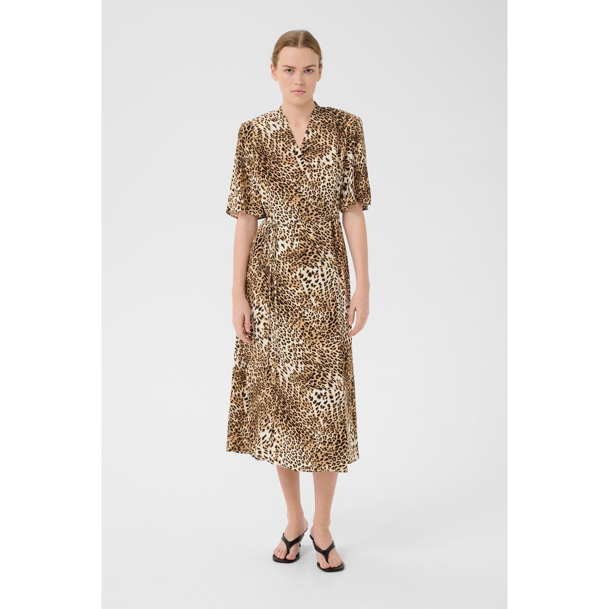 Midikleid mit Leoparden-Wickeloptik
