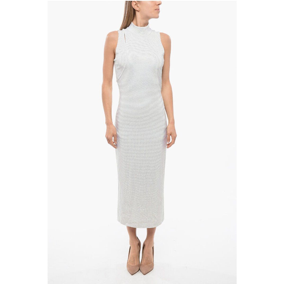 Schimmerndes Midikleid mit Stehkragen
