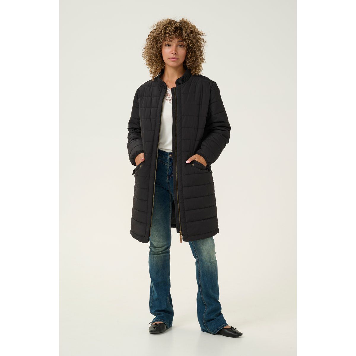 Gesteppte Loose-Fit-Jacke in Mittellänge