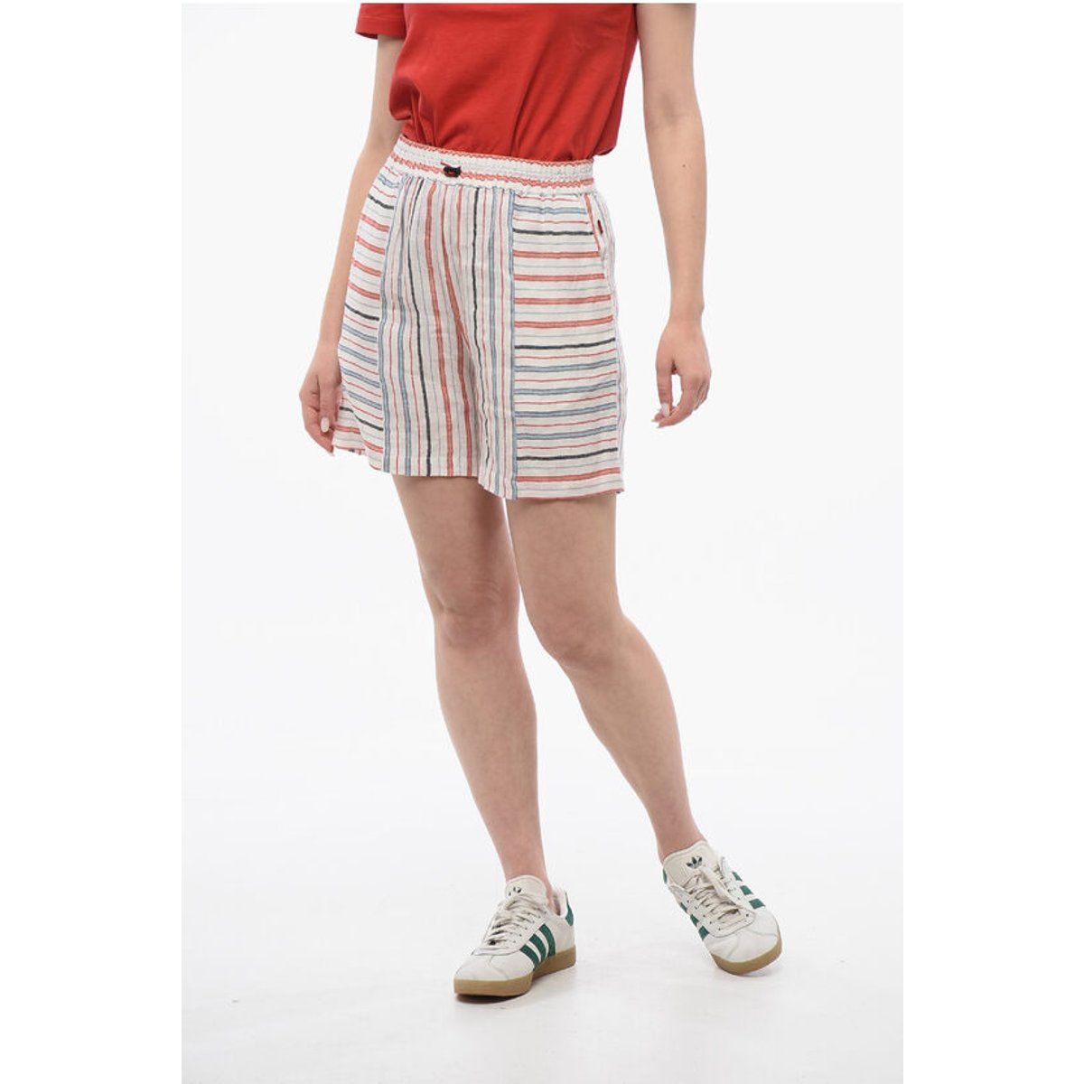Gestreifte Shorts aus Leinenmischung