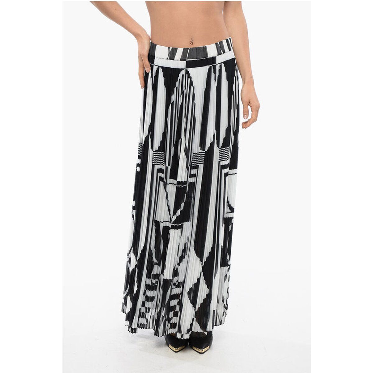 Plissierter Maxirock mit geometrischem Print