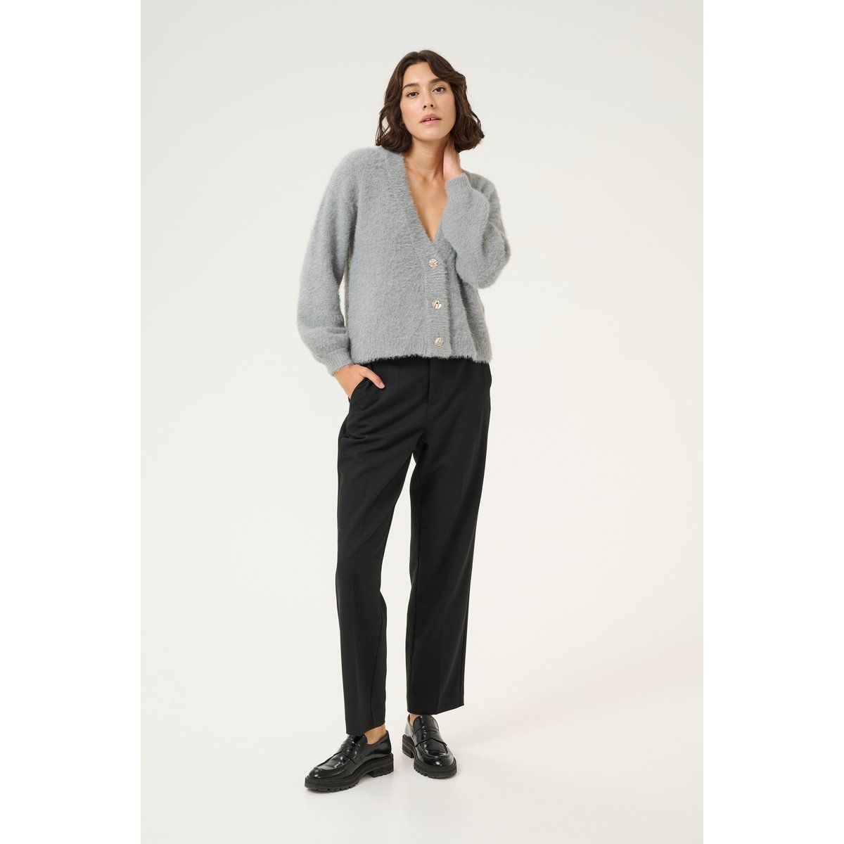 Flauschige Alpaka-Mix Oversize Strickjacke