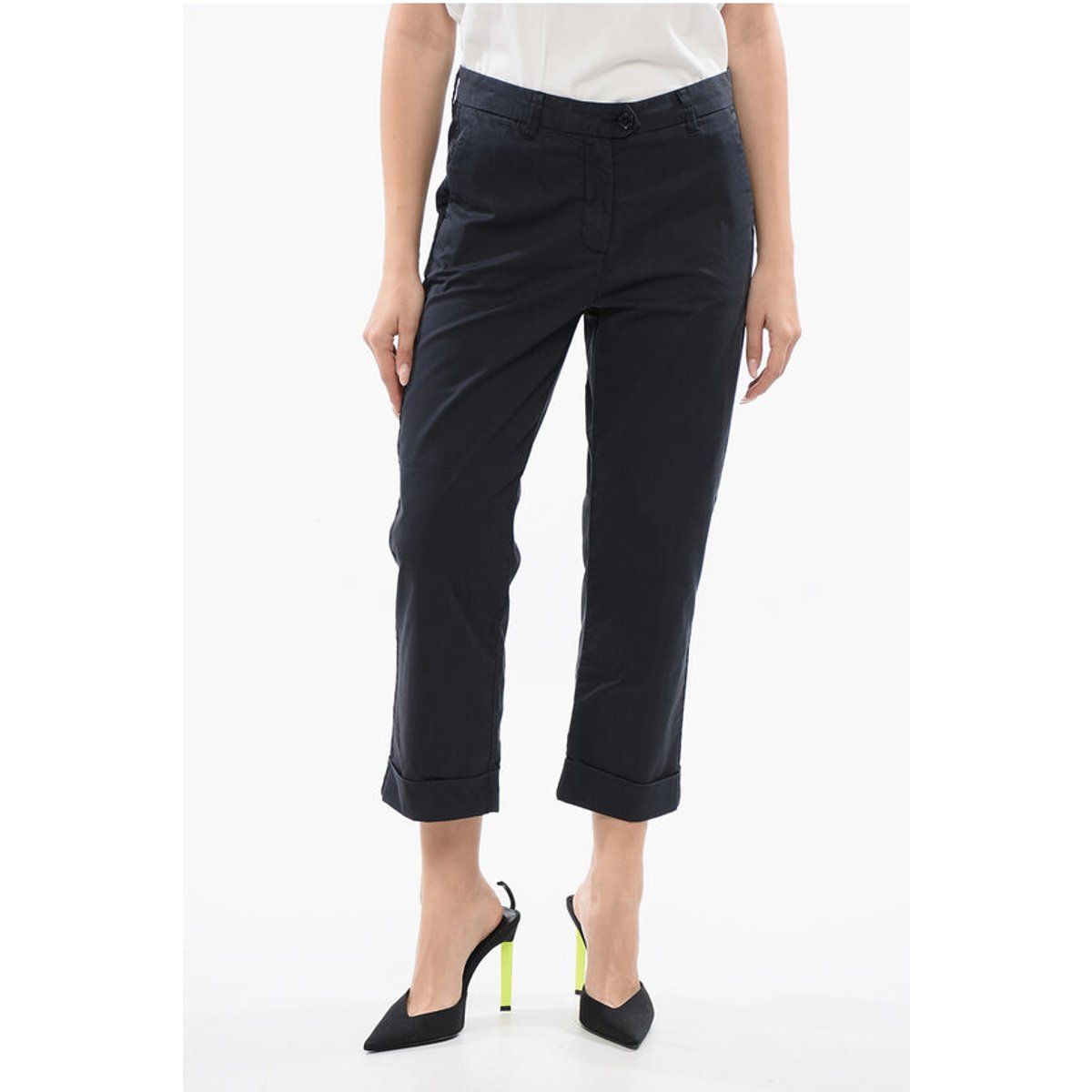 Verkürzte Stretch-Baumwoll-Chino-Hose