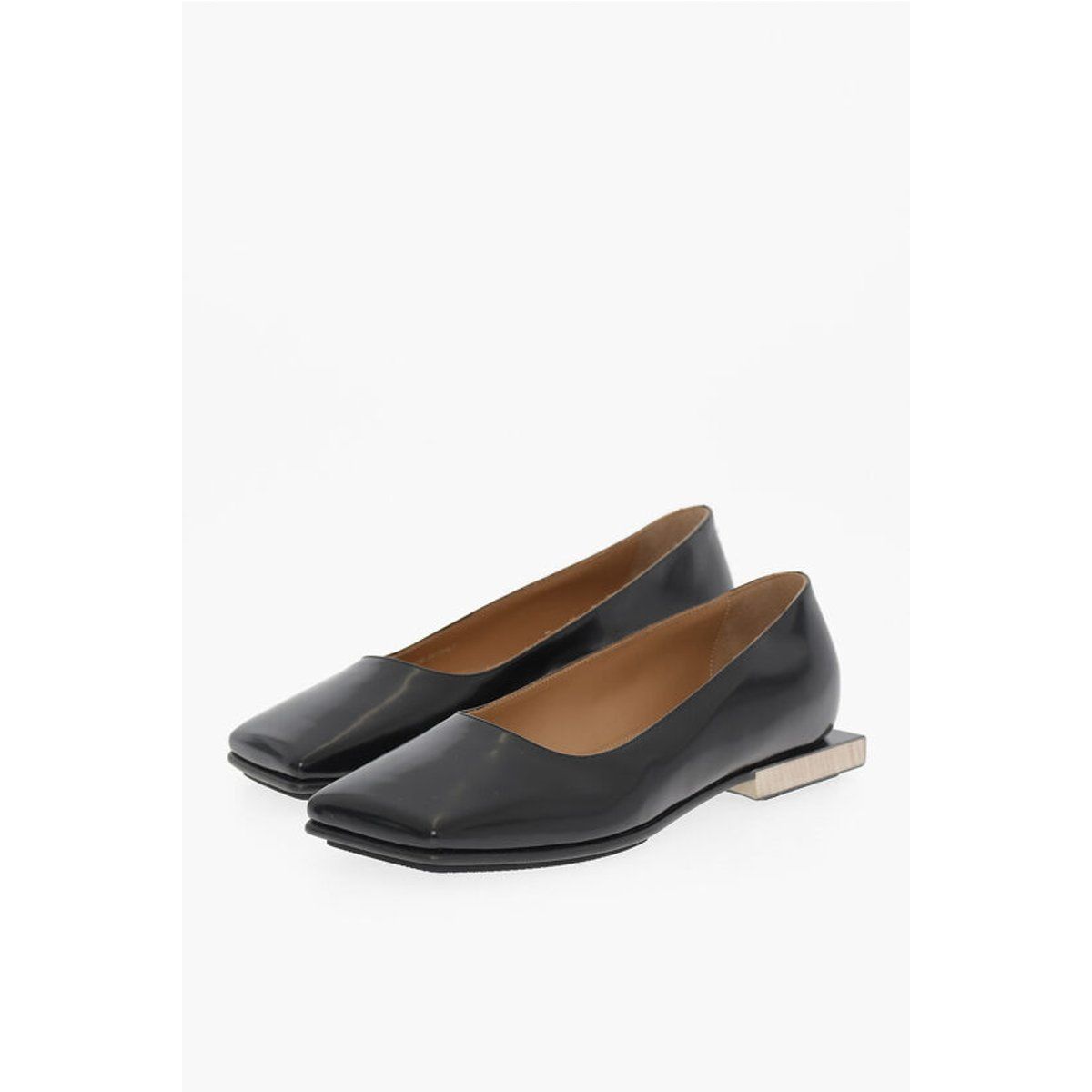 Minimalistische Lackleder-Ballerinas mit Karree-Spitze