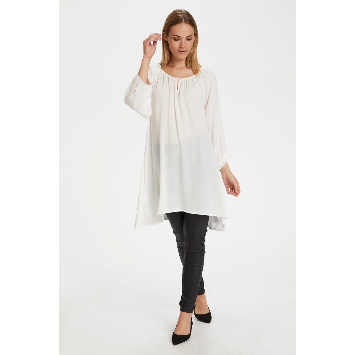 Fließende Longline Tunika-Bluse